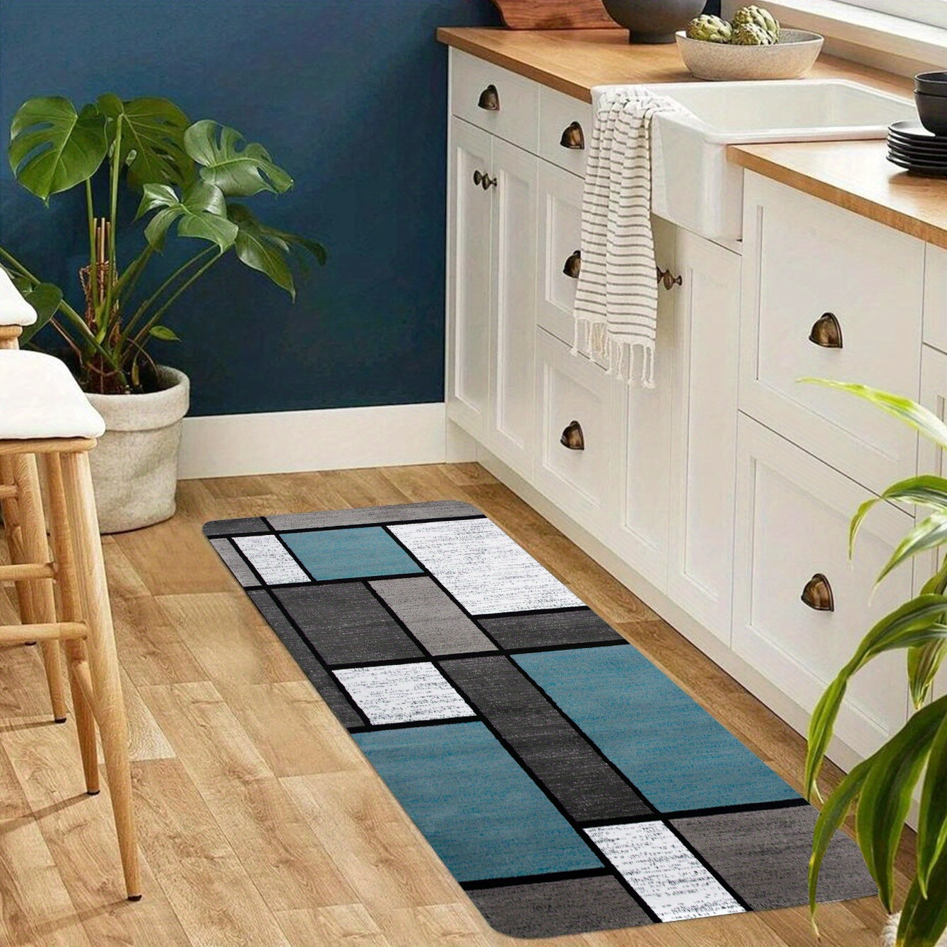 1pc Soft Thickened Kitchen Floor Mat, Non-slip Oil-proof Floor Mat, Waterproof Runner Rug, Dirt-resistant Floor Carpet, Machine Washable, Entrance Doormat, Kitchen Living Room Laundry Bathroom Water-absorbing Floor Mat, Room