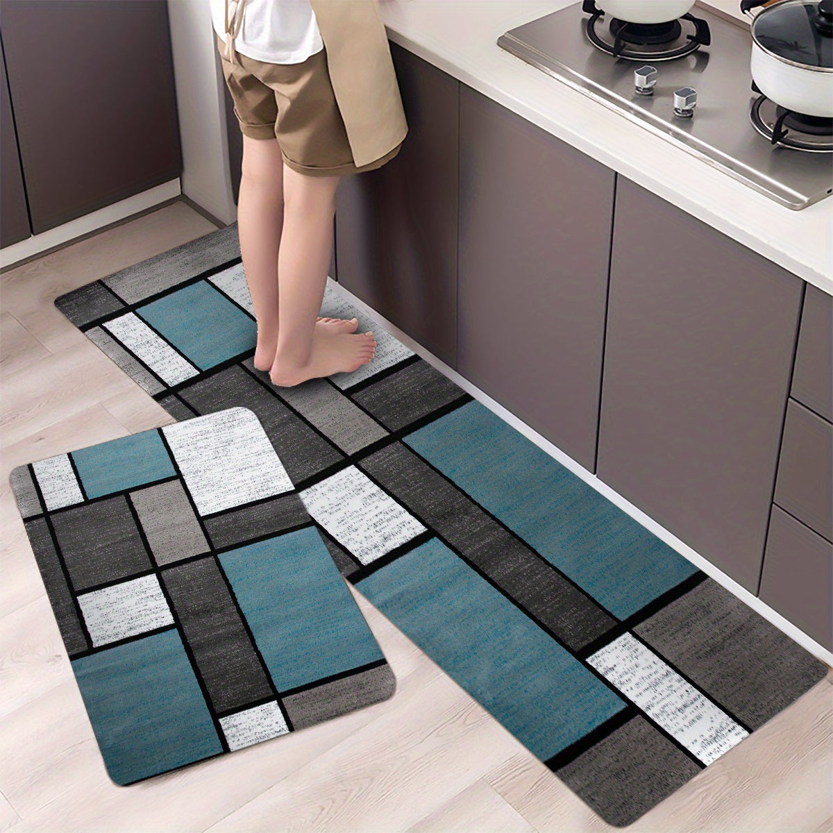 1pc Soft Thickened Kitchen Floor Mat, Non-slip Oil-proof Floor Mat, Waterproof Runner Rug, Dirt-resistant Floor Carpet, Machine Washable, Entrance Doormat, Kitchen Living Room Laundry Bathroom Water-absorbing Floor Mat, Room