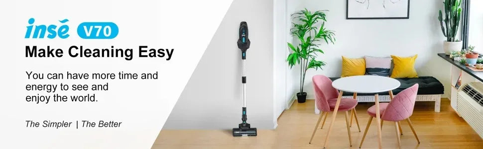 INSE V70 Cordless Vacuum Cleaner 16KPa Stick Vacuum Up to 40min Runtime 10-in-1 Home Cleans for Hardwood Floor Pet Hair Home Car