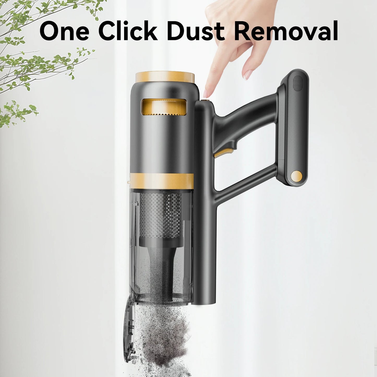 E.LUO 350W/24kPa Cordless Vacuum Cleaner Stick Vacuum with Intelligent Display Vacuum Cleaner with Anti-Tangle Brush and 60 Mins