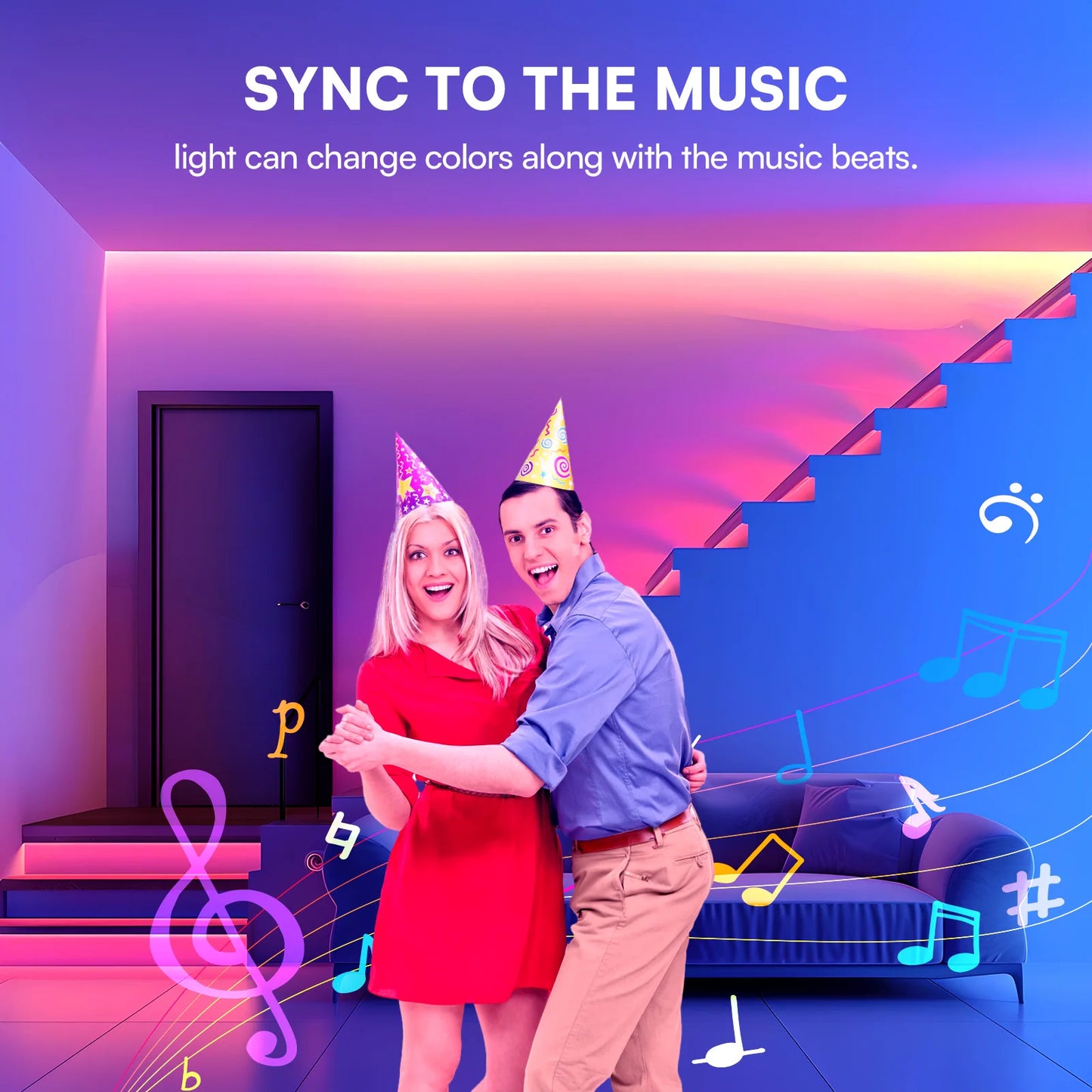 130ft 44-key remote control intelligent led light belt, support app timing, rgb color change, follow the music rhythm, suitable