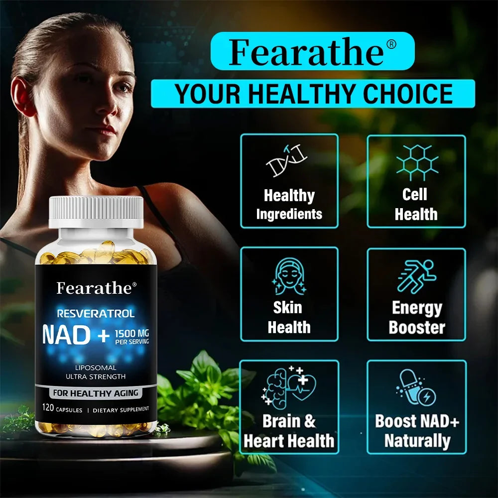 NAD+ Boost-with Resveratrol,Enhances Cellular Vitality,Promotes Cell Repair,Anti-Aging,Boosts Energy and Focus,120 Capsules