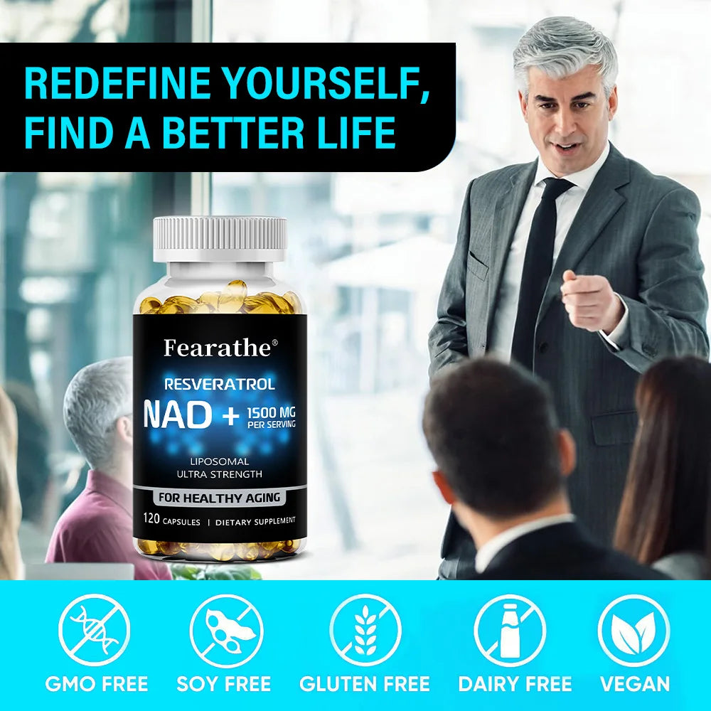 NAD+ Boost-with Resveratrol,Enhances Cellular Vitality,Promotes Cell Repair,Anti-Aging,Boosts Energy and Focus,120 Capsules