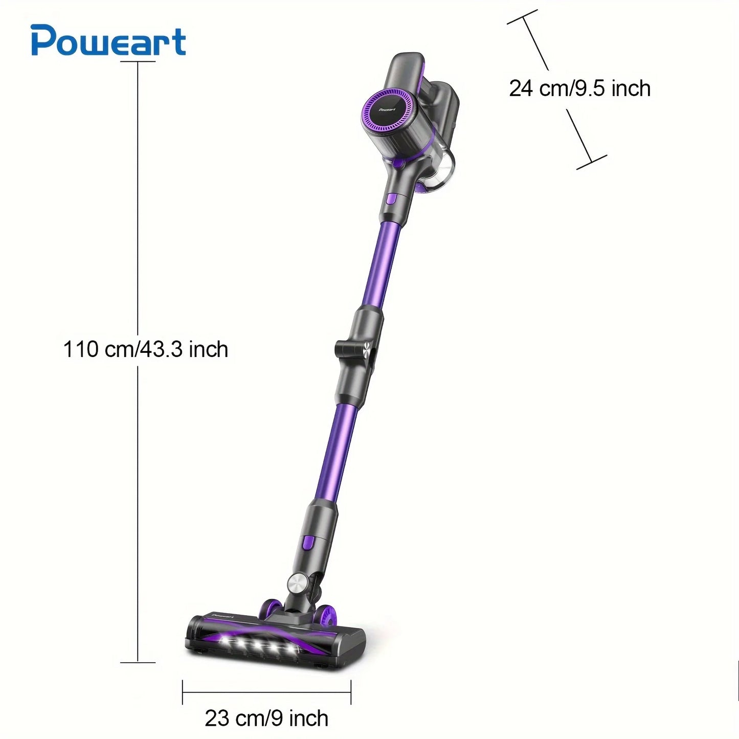 POWEART N700 Cordless Vacuum Cleaner 30Kpa Powerful 8-in-1 Stick Vacuum 180° Foldable Wand Lightweight Handheld of Home Cleaners