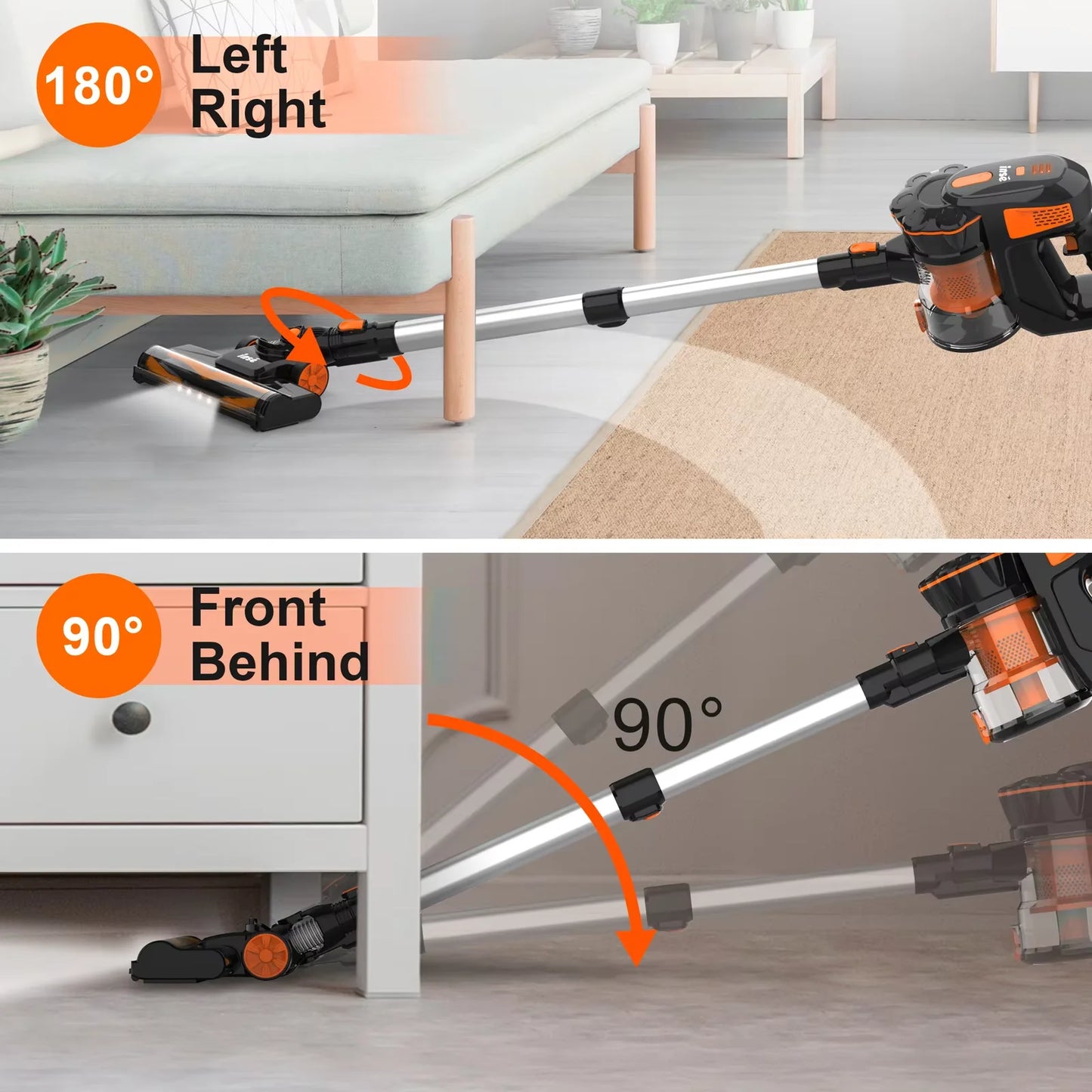 INSE V70 Cordless Vacuum Cleaner 16KPa Stick Vacuum Up to 40min Runtime 10-in-1 Home Cleans for Hardwood Floor Pet Hair Home Car