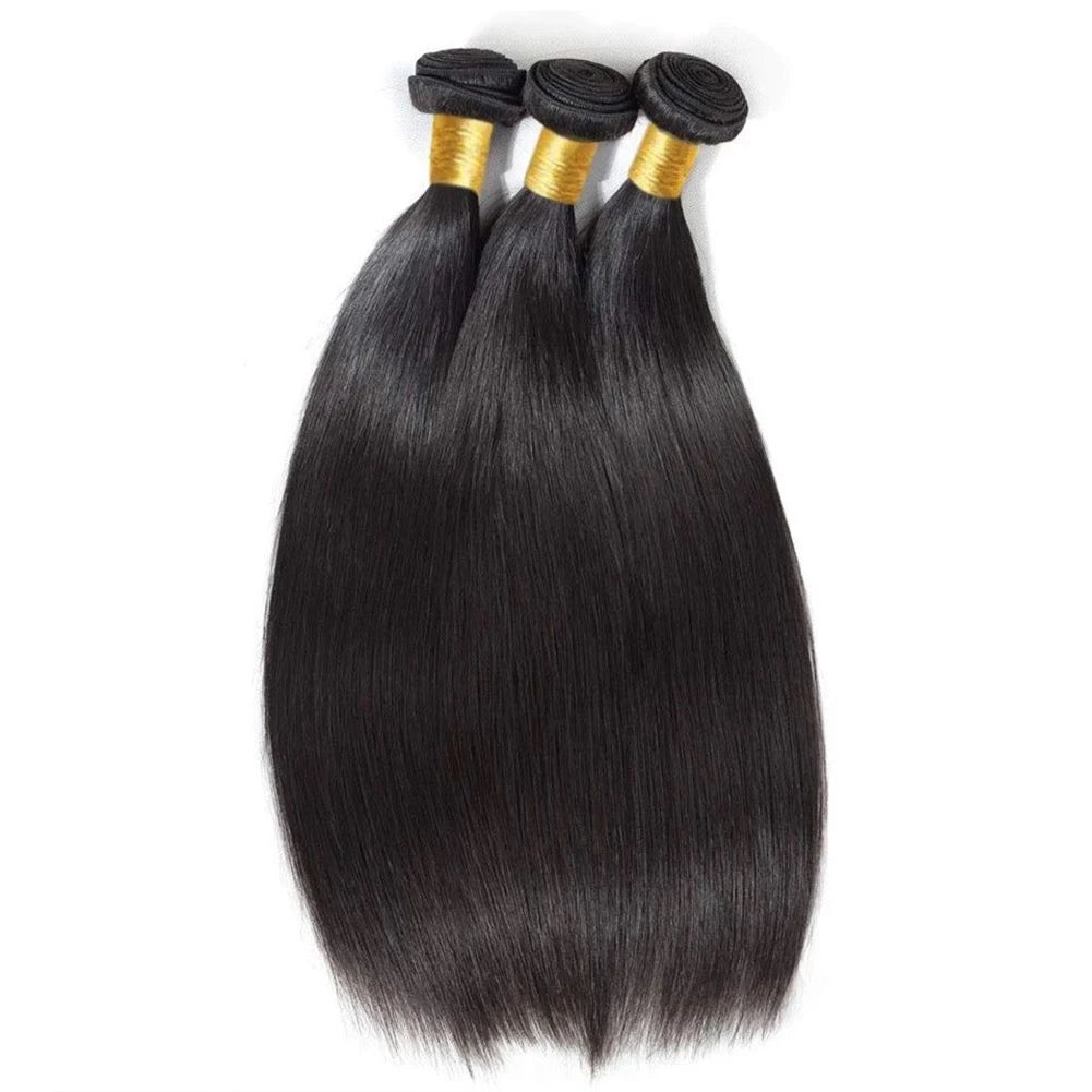 Straight Bundles Human Hair Brazilian 14-30 Inches Natural Color 3 4 Bundle Remy Human Hair Extensions Double Weft Braiding Hair