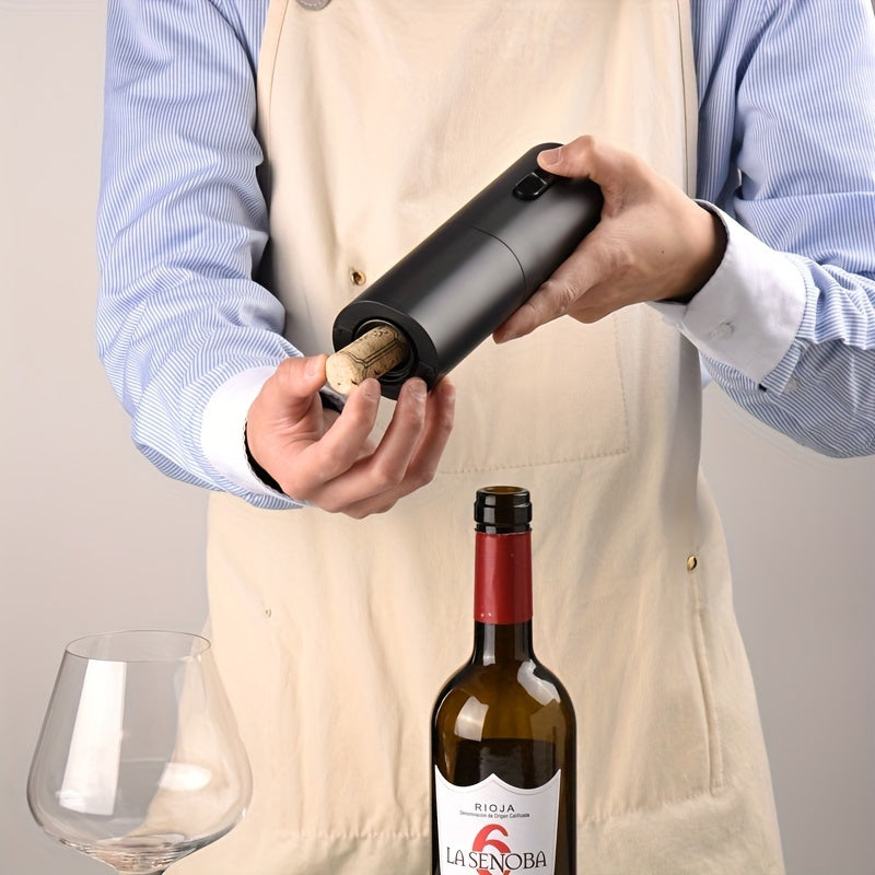 1pc Cheer Moda Electric Wine Opener - Sleek Black Automatic Corkscrew with Spiral Drill, Vacuum Preservation Pump & Pourer - 2.1"x7.5" - Battery Operated (AAA) - Ideal for Home Bar Enthusiasts, Cheer Moda