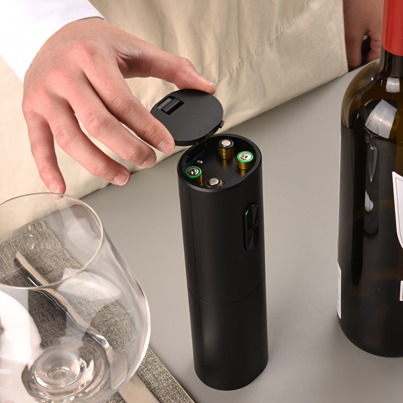 1pc Cheer Moda Electric Wine Opener - Sleek Black Automatic Corkscrew with Spiral Drill, Vacuum Preservation Pump & Pourer - 2.1"x7.5" - Battery Operated (AAA) - Ideal for Home Bar Enthusiasts, Cheer Moda