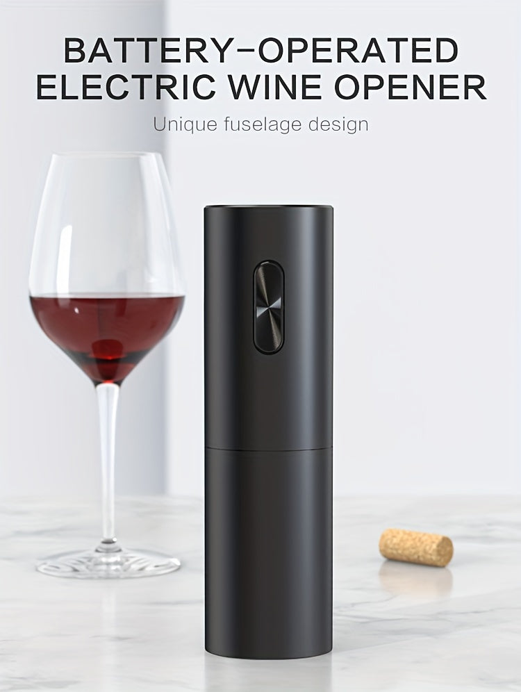1pc Cheer Moda Electric Wine Opener - Sleek Black Automatic Corkscrew with Spiral Drill, Vacuum Preservation Pump & Pourer - 2.1"x7.5" - Battery Operated (AAA) - Ideal for Home Bar Enthusiasts, Cheer Moda