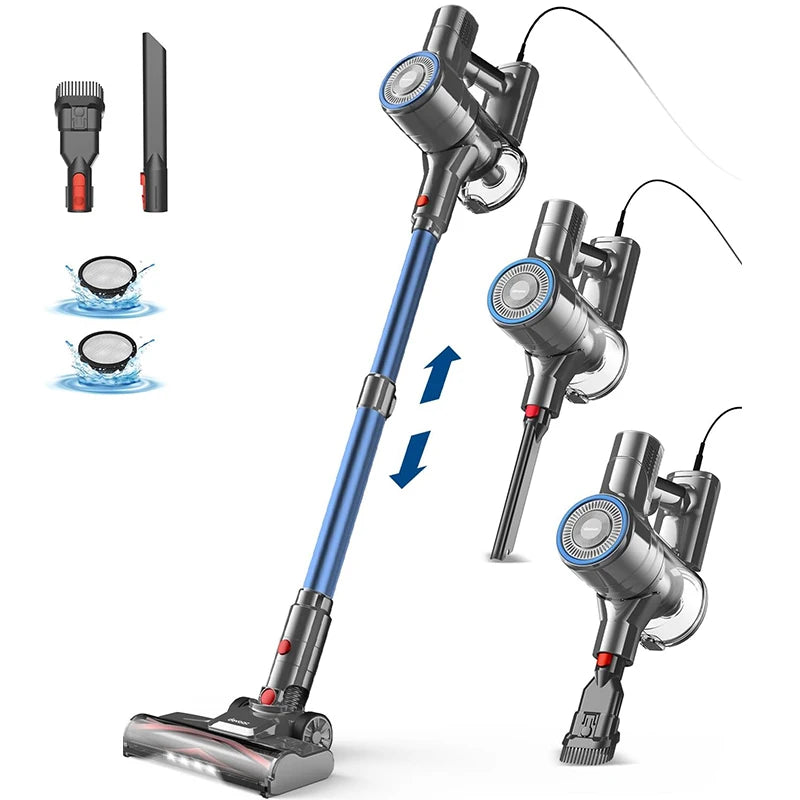 I8 Corded Vacuum Cleaner, 600W 23KPa Stick Vacuum, Free-Stand 6 in 1 Powerful Lightweight Handheld Vacuum for Hard Floor Carpet