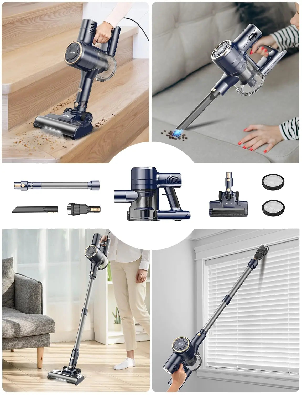 I8 Corded Vacuum Cleaner, 600W 23KPa Stick Vacuum, Free-Stand 6 in 1 Powerful Lightweight Handheld Vacuum for Hard Floor Carpet