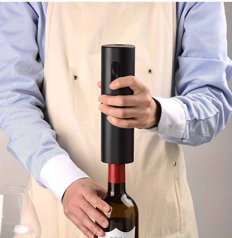 1pc Cheer Moda Electric Wine Opener - Sleek Black Automatic Corkscrew with Spiral Drill, Vacuum Preservation Pump & Pourer - 2.1"x7.5" - Battery Operated (AAA) - Ideal for Home Bar Enthusiasts, Cheer Moda