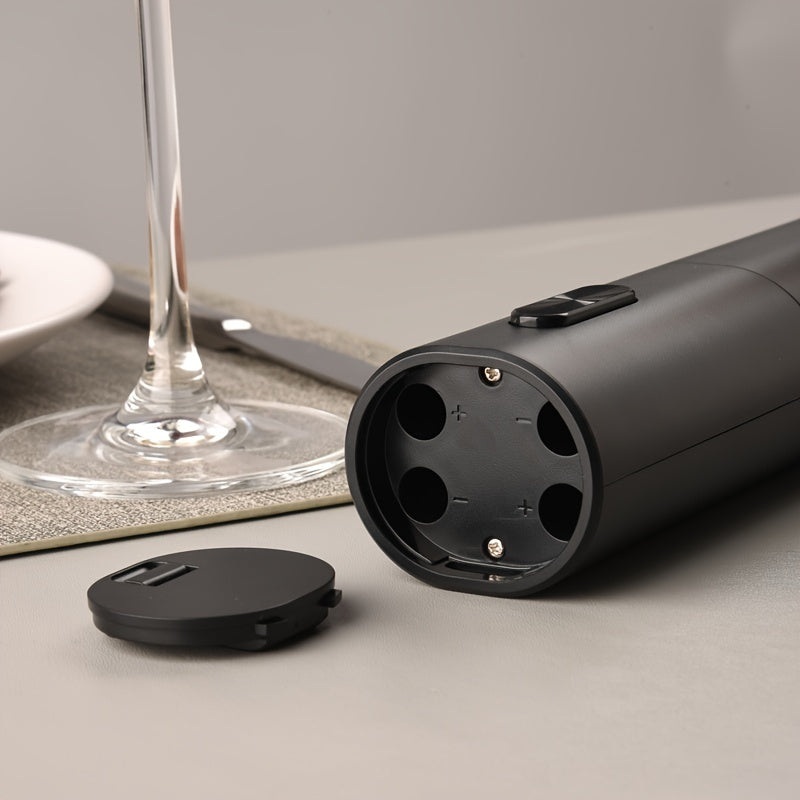 1pc Cheer Moda Electric Wine Opener - Sleek Black Automatic Corkscrew with Spiral Drill, Vacuum Preservation Pump & Pourer - 2.1"x7.5" - Battery Operated (AAA) - Ideal for Home Bar Enthusiasts, Cheer Moda