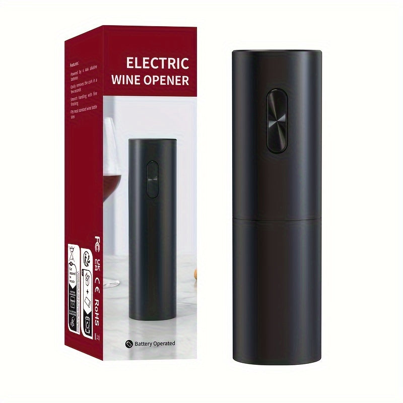 1pc Cheer Moda Electric Wine Opener - Sleek Black Automatic Corkscrew with Spiral Drill, Vacuum Preservation Pump & Pourer - 2.1"x7.5" - Battery Operated (AAA) - Ideal for Home Bar Enthusiasts, Cheer Moda