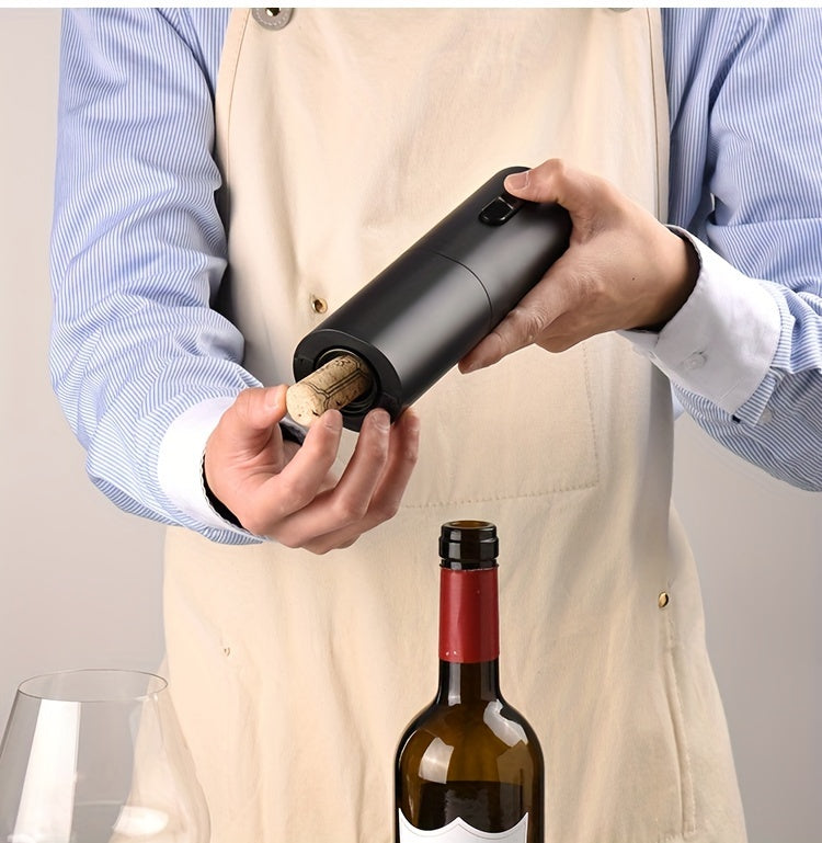 1pc Cheer Moda Electric Wine Opener - Sleek Black Automatic Corkscrew with Spiral Drill, Vacuum Preservation Pump & Pourer - 2.1"x7.5" - Battery Operated (AAA) - Ideal for Home Bar Enthusiasts, Cheer Moda